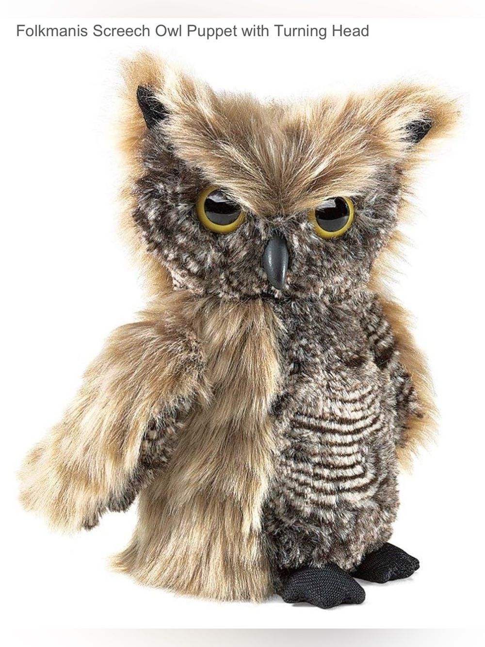 Folkmanis screech Owl puppet with turning head 6”